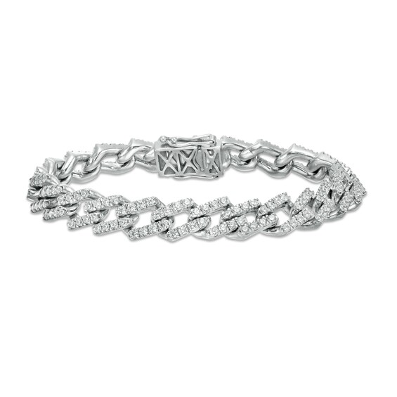 Cubic Zirconia Link Chain Bracelet in Sterling Silver - 8.5"