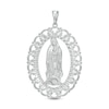 Thumbnail Image 0 of Virgin Mary Oval Frame Vintage-Style Necklace Charm in Sterling Silver