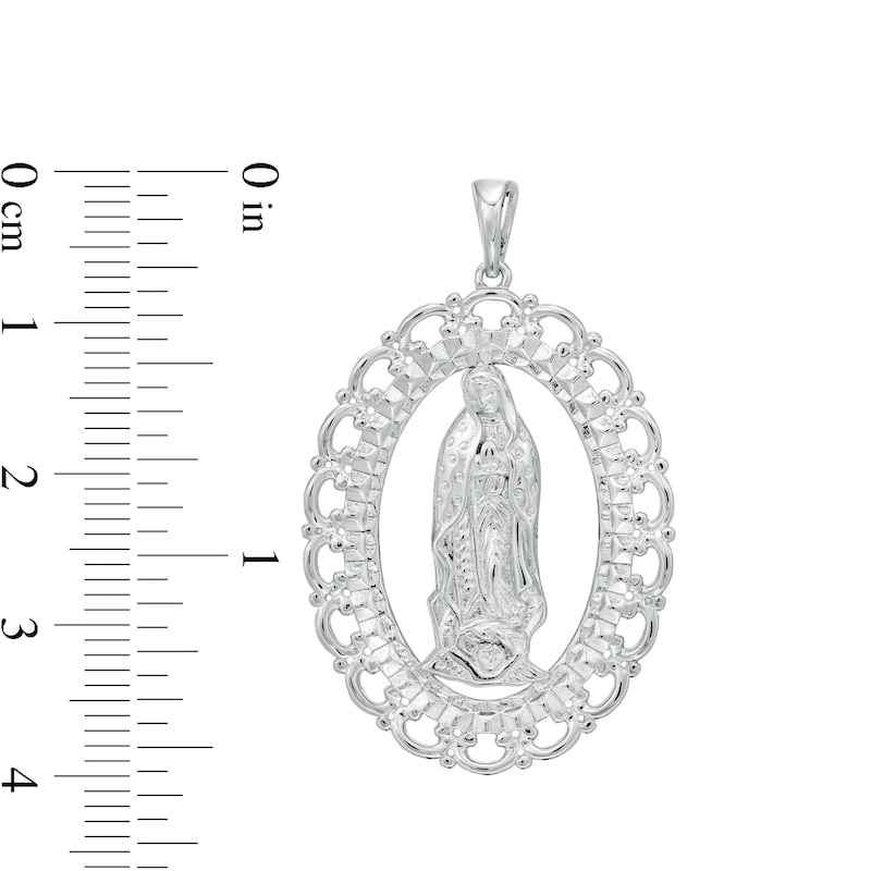 Virgin Mary Oval Frame Vintage-Style Necklace Charm in Sterling Silver