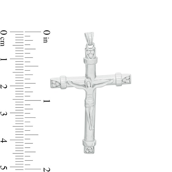 Cubic Zirconia Crucifix Necklace Charm in Sterling Silver