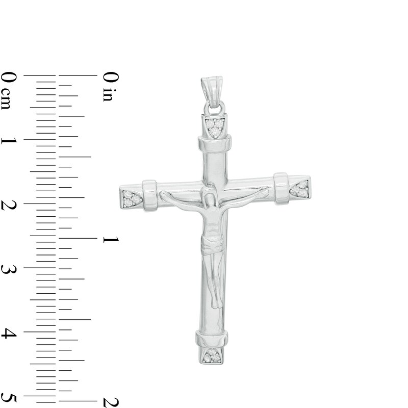 Main Image 2 of Cubic Zirconia Crucifix Necklace Charm in Sterling Silver