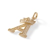 Cubic Zirconia "A" Initial with Tilted Crown Necklace Charm in 10K Solid Gold
