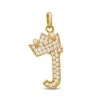 Thumbnail Image 0 of Cubic Zirconia "J" Initial with Tilted Crown Necklace Charm in 10K Solid Gold