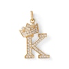 Thumbnail Image 1 of Cubic Zirconia "K" Initial with Tilted Crown Necklace Charm in 10K Solid Gold