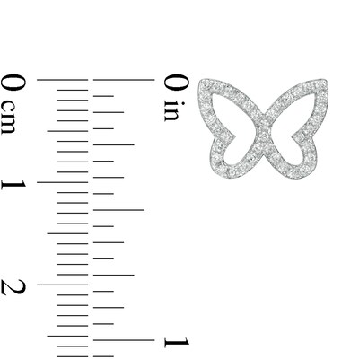Cubic Zirconia Butterfly Stud Earrings in Sterling Silver