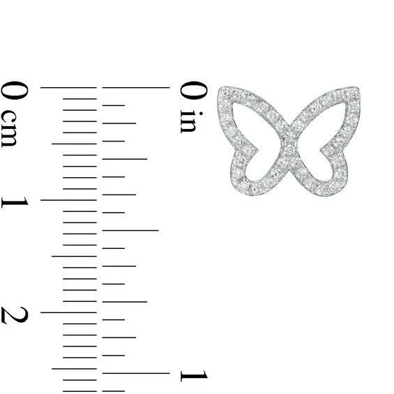 Cubic Zirconia Butterfly Stud Earrings in Sterling Silver