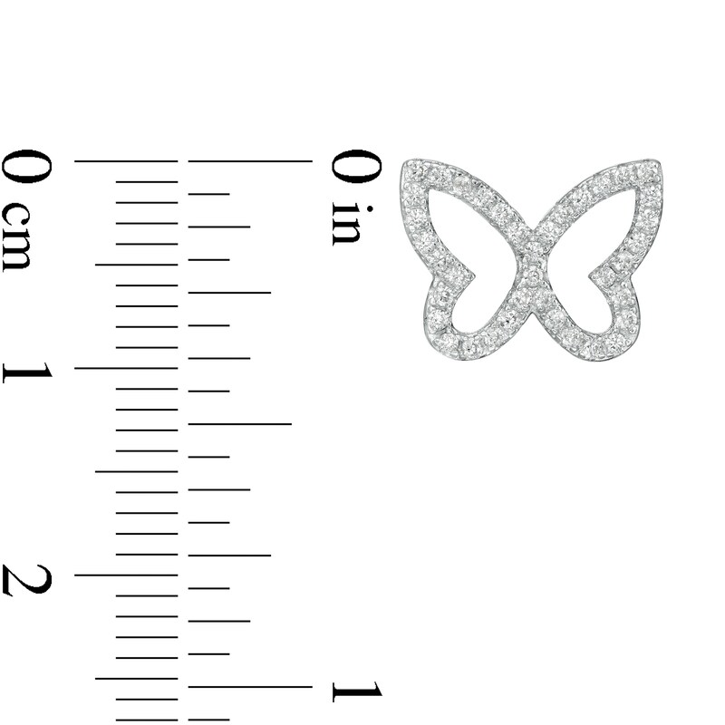 Main Image 2 of Cubic Zirconia Butterfly Stud Earrings in Sterling Silver