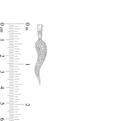 Cubic Zirconia Italian Horn Necklace Charm in Sterling Silver