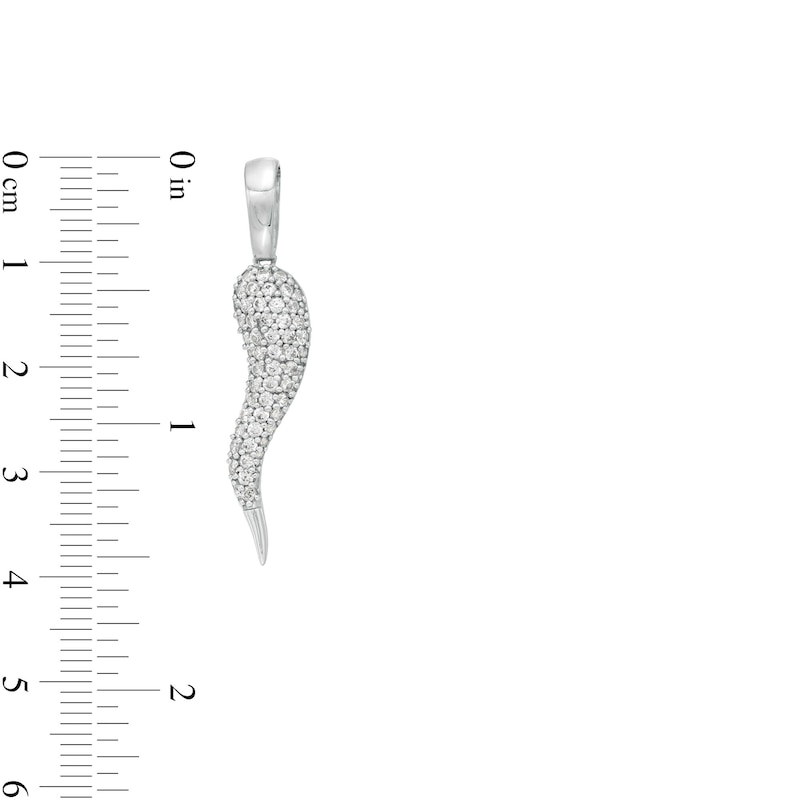 Main Image 2 of Cubic Zirconia Italian Horn Necklace Charm in Sterling Silver