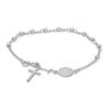 Thumbnail Image 0 of Diamond-Cut Sideways Virgin Mary Medallion and Cross Bead Station Bracelet in Sterling Silver