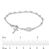 Thumbnail Image 1 of Diamond-Cut Sideways Virgin Mary Medallion and Cross Bead Station Bracelet in Sterling Silver