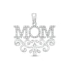 Thumbnail Image 1 of Cubic Zirconia &quot;MOM&quot; Filigree Swirl Necklace Charm in Sterling Silver
