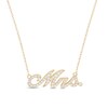 Thumbnail Image 0 of Cubic Zirconia Cursive "Mrs." Necklace in 10K Gold