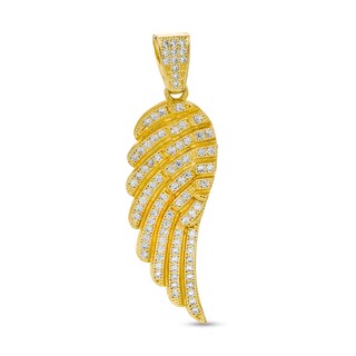 Cubic Zirconia Angel Wing Necklace Charm in 10K Gold