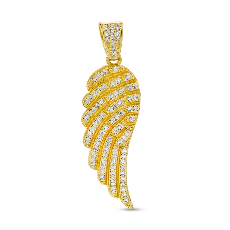 Cubic Zirconia Angel Wing Necklace Charm in 10K Gold