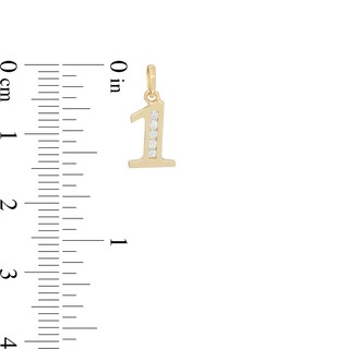 Cubic Zirconia Number "1" Necklace Charm in 10K Gold