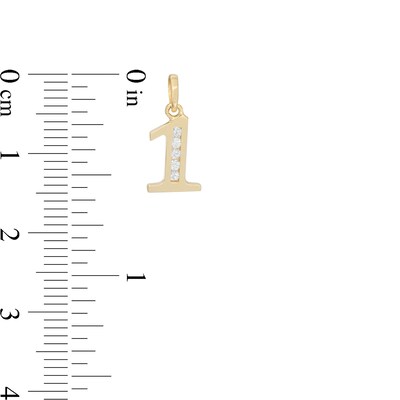 Cubic Zirconia Number "1" Necklace Charm in 10K Gold