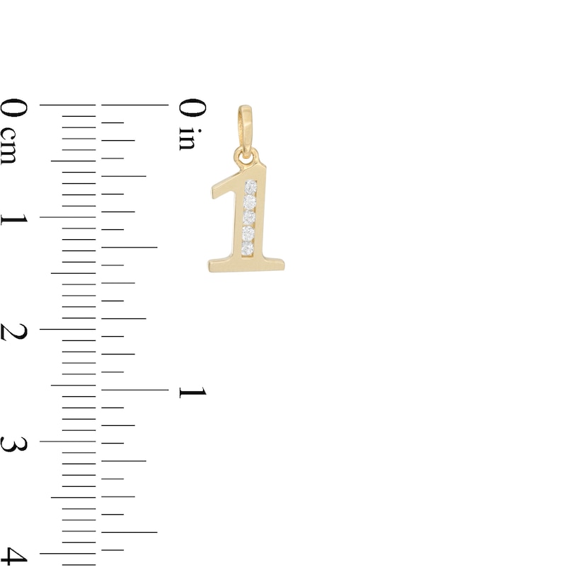 Main Image 2 of Cubic Zirconia Number "1" Necklace Charm in 10K Gold
