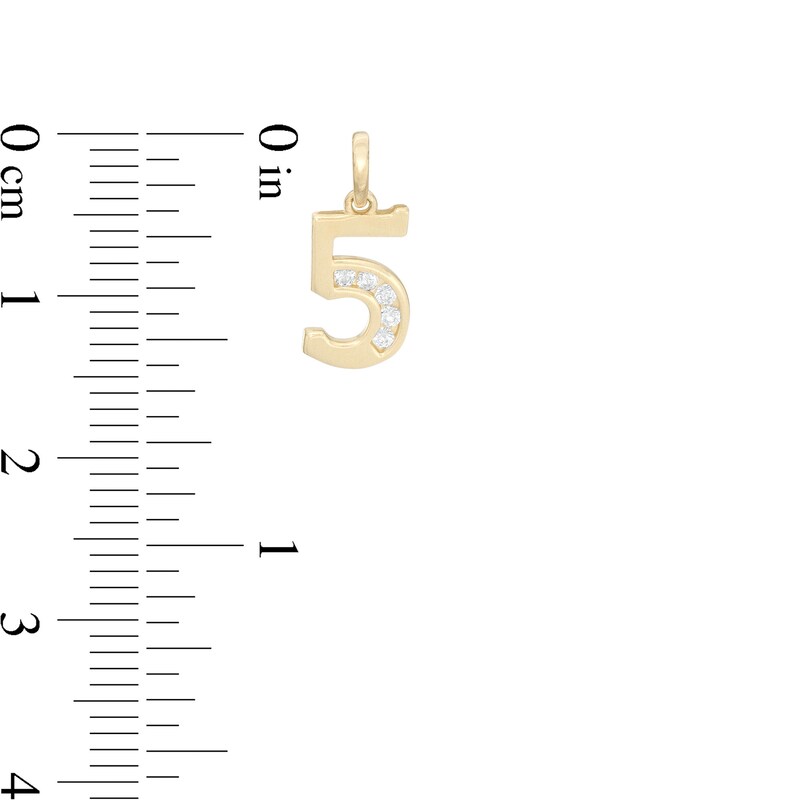 Main Image 2 of Cubic Zirconia Number "5" Necklace Charm in 10K Gold