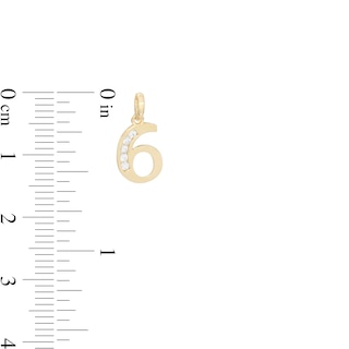 Cubic Zirconia Number "6" Necklace Charm in 10K Gold