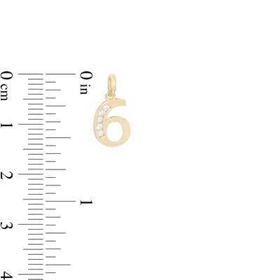 Cubic Zirconia Number "6" Necklace Charm in 10K Gold