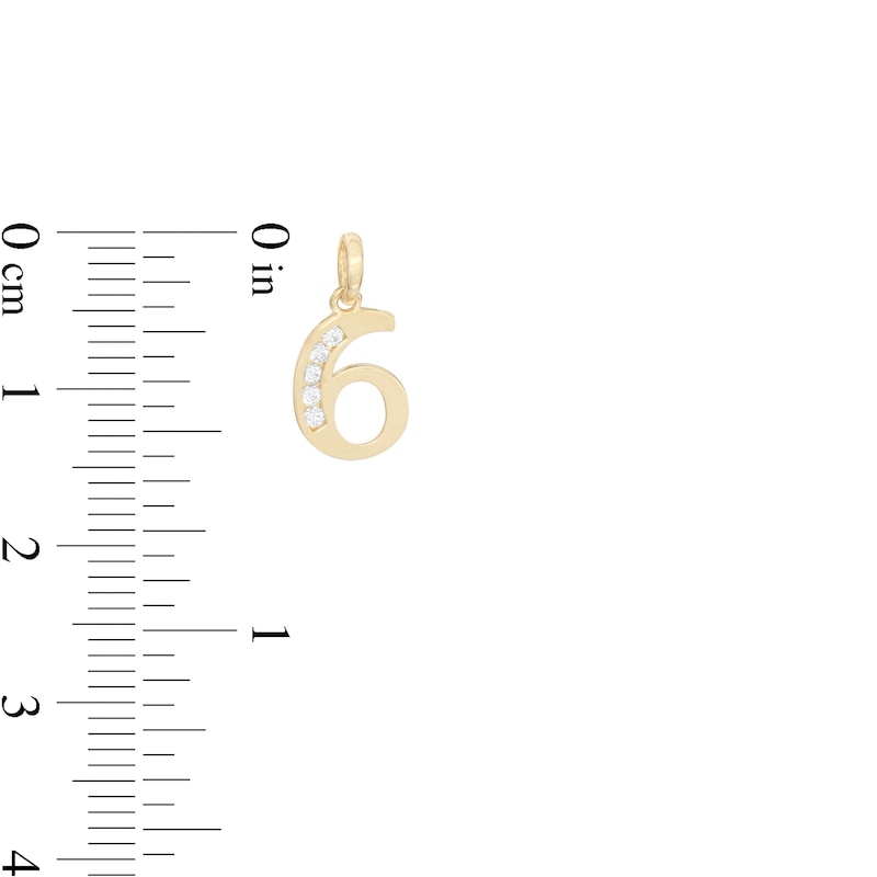 Main Image 2 of Cubic Zirconia Number "6" Necklace Charm in 10K Gold