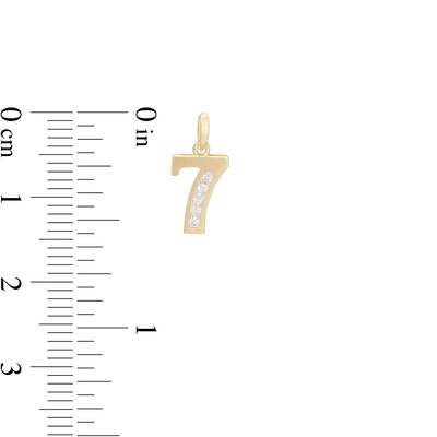 Cubic Zirconia Number "7" Necklace Charm in 10K Gold