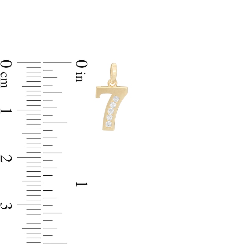 Main Image 2 of Cubic Zirconia Number "7" Necklace Charm in 10K Gold