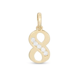 Cubic Zirconia Number "8" Necklace Charm in 10K Gold