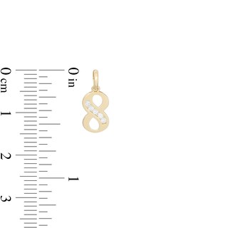 Cubic Zirconia Number "8" Necklace Charm in 10K Gold