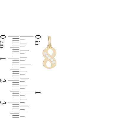 Cubic Zirconia Number "8" Necklace Charm in 10K Gold