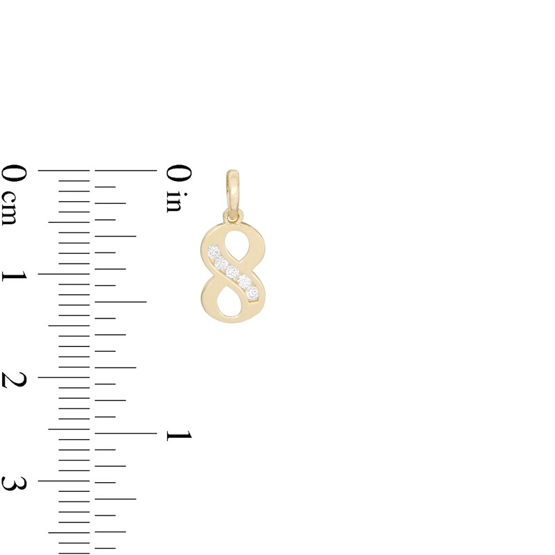 Main Image 2 of Cubic Zirconia Number "8" Necklace Charm in 10K Gold