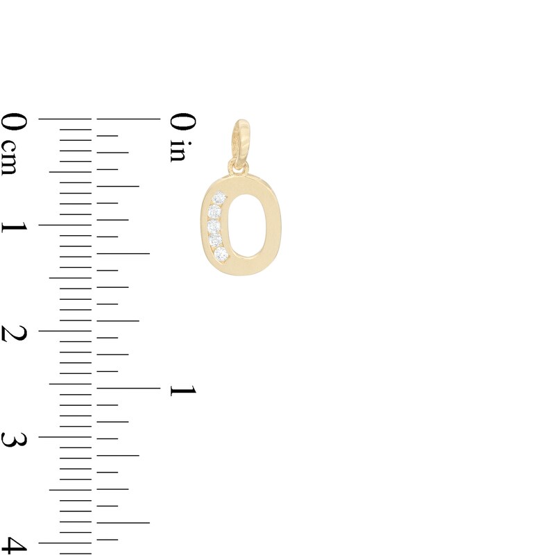 Main Image 2 of Cubic Zirconia Number "0" Necklace Charm in 10K Gold