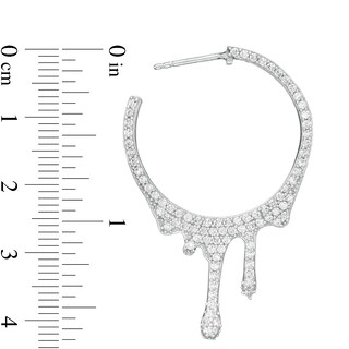 Cubic Zirconia Dripping Hoop Earrings in Sterling Silver
