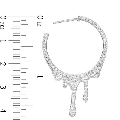 Cubic Zirconia Dripping Hoop Earrings in Sterling Silver