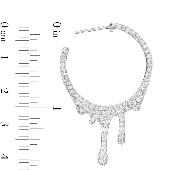Cubic Zirconia Dripping Hoop Earrings in Sterling Silver