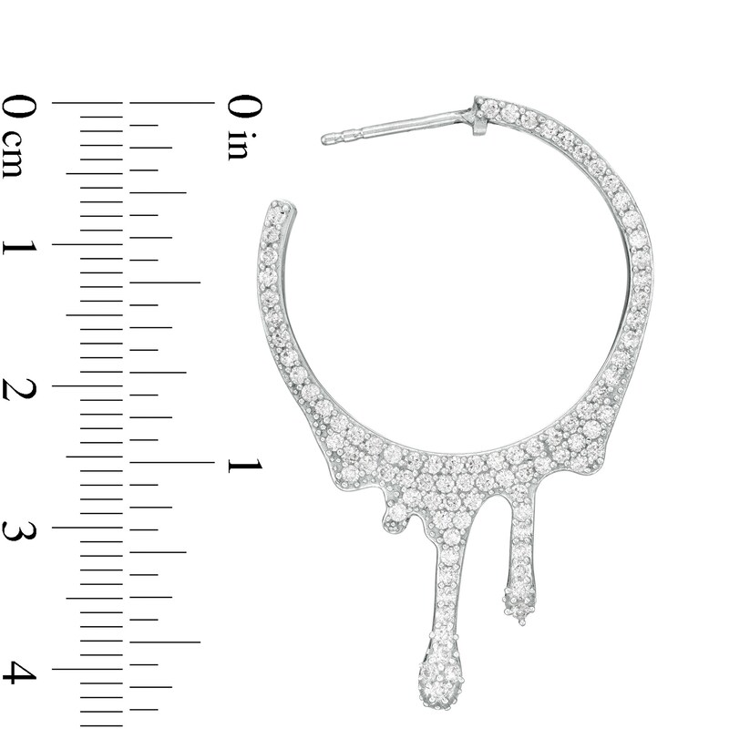 Main Image 2 of Cubic Zirconia Dripping Hoop Earrings in Sterling Silver