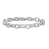 Thumbnail Image 0 of Cubic Zirconia Double Row Oval Cable Chain Bracelet in Sterling Silver - 7.5"