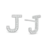 Thumbnail Image 1 of Cubic Zirconia "J" Initial Vintage-Style Stud Earrings in Solid Sterling Silver