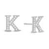Thumbnail Image 0 of Cubic Zirconia "K" Initial Vintage-Style Stud Earrings in Solid Sterling Silver
