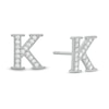 Thumbnail Image 1 of Cubic Zirconia "K" Initial Vintage-Style Stud Earrings in Solid Sterling Silver