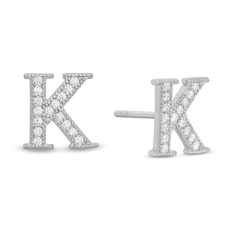 Letter V Stud Earring in Sterling Silver