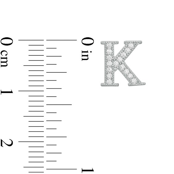 Solid Sterling Silver CZ Vintage-Style "K" Initial Studs