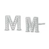 Thumbnail Image 0 of Cubic Zirconia "M" Initial Vintage-Style Stud Earrings in Solid Sterling Silver