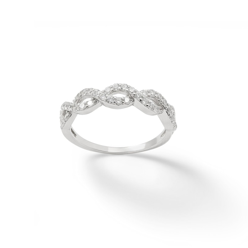 Cubic Zirconia Loose Braid Ring in Sterling Silver - Size 7