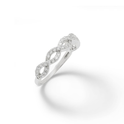 Cubic Zirconia Loose Braid Ring in Sterling Silver - Size 7