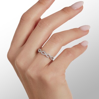 Cubic Zirconia Loose Braid Ring in Sterling Silver - Size 7