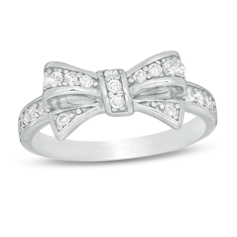 Cubic Zirconia Bow Ring in Sterling Silver - Size 7
