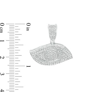 Cubic Zirconia Pavé Evil Eye Necklace Charm in Sterling Silver