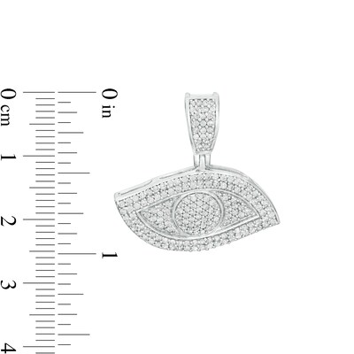 Cubic Zirconia Pavé Evil Eye Necklace Charm in Sterling Silver